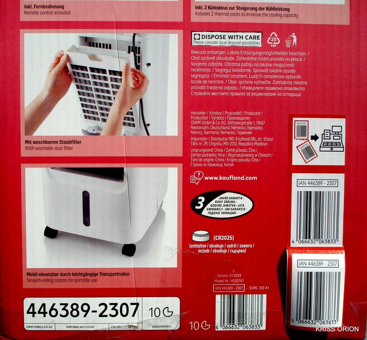 Klimatyzer - SWITCH ON - Przenośny Klimatyzer - Pilot - 65W - NOWY