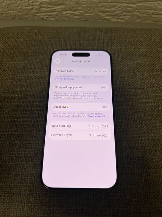 Iphone 15 pro 256gb, 96% bateria, gwarancja