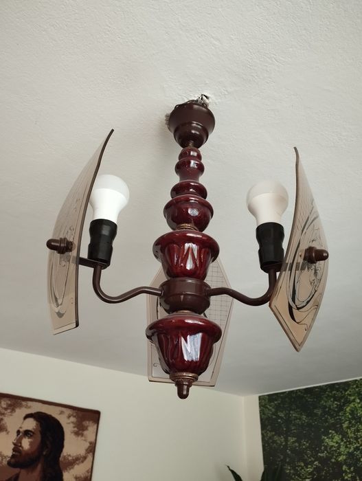 Kinkiet lampa żyrandol wiszący do salonu retro PRL klasyczny