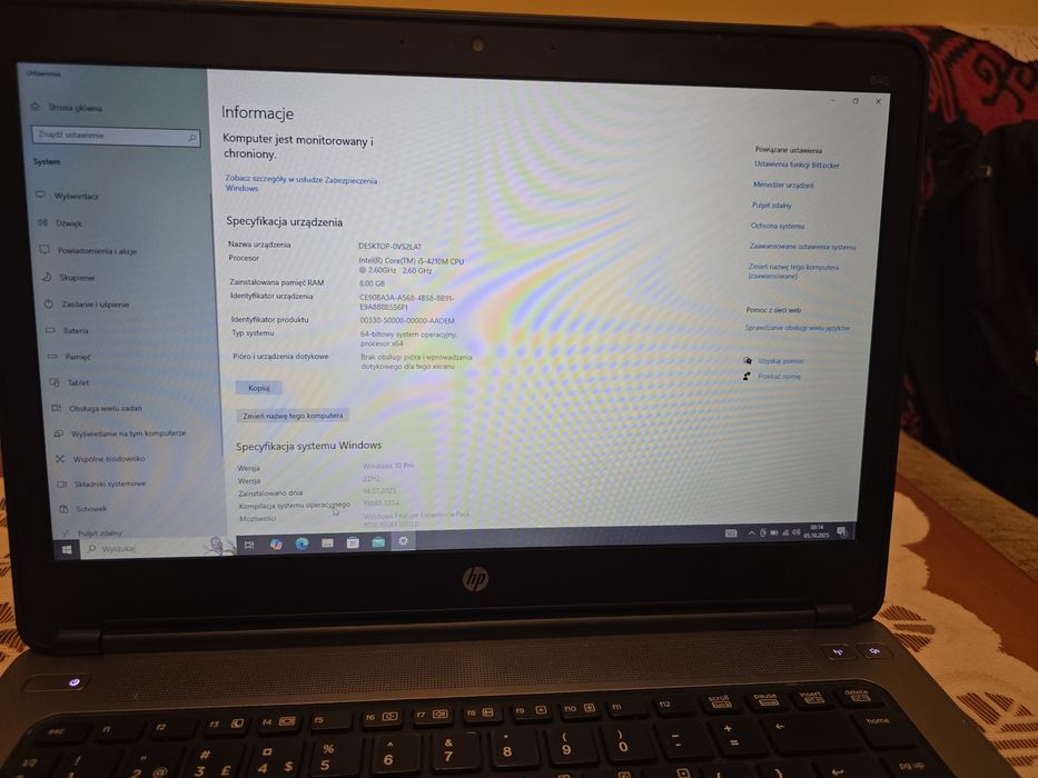 Laptop HP PROBOOK G1 640  8GB/128