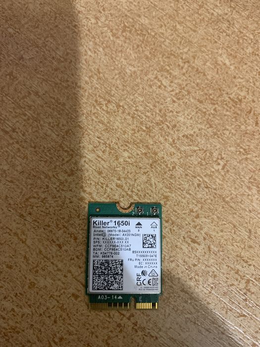 Wifi 6. Killer 1650i