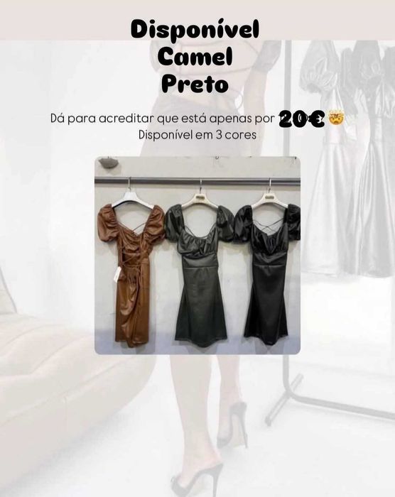 New Collection e Tendência Maravilhoso Vestido polipele Camel NOVO