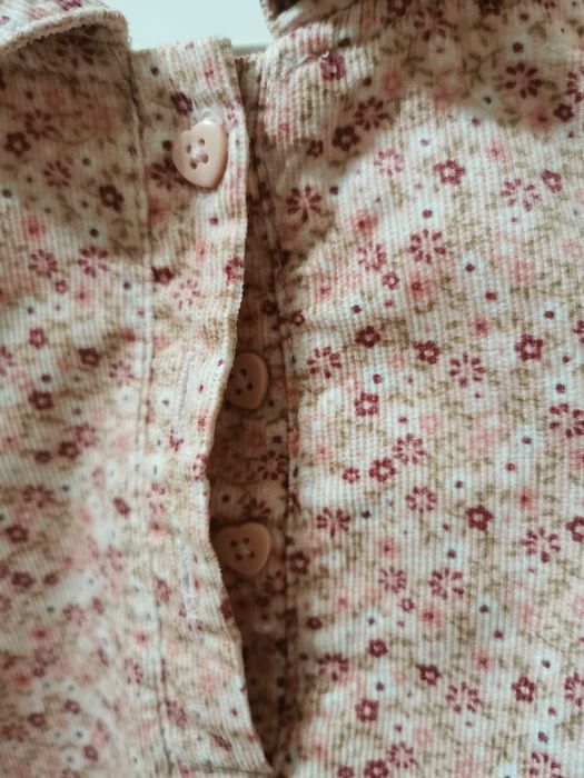 Sukienka dziewczynka sztruksowa kwiatki Tu 56/62 kołnierzyk