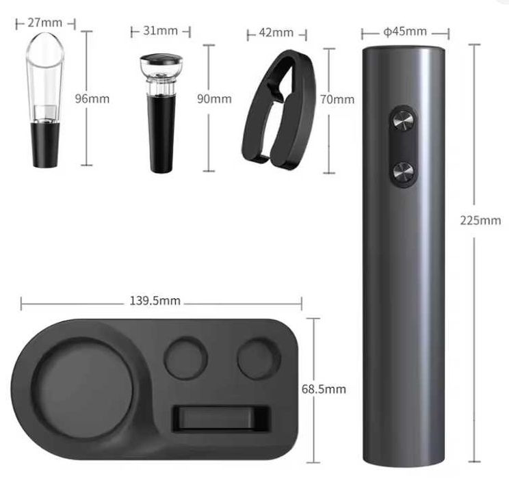 Abre /Abridor Garrafas eléctrico com base e acessórios
