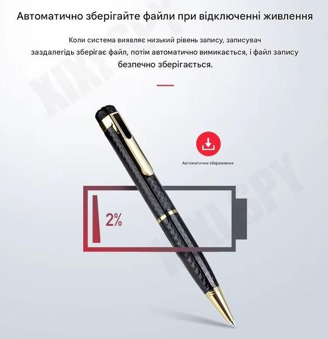 Диктофон ручка 8-128гб.