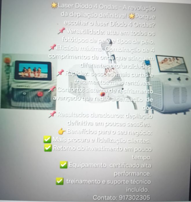 Máquinas Depilação Laser Díodo 3/4 Ondas vende-se C/CURS0/CERTIF DGERT