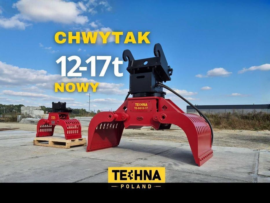 Chwytak wyburzeniowy sortujący TE-SG12-17 do koparki 12-17t, obrót 360°, stal NM400, mocowanie do każdej maszyny, NOWY, wysyłka 24h