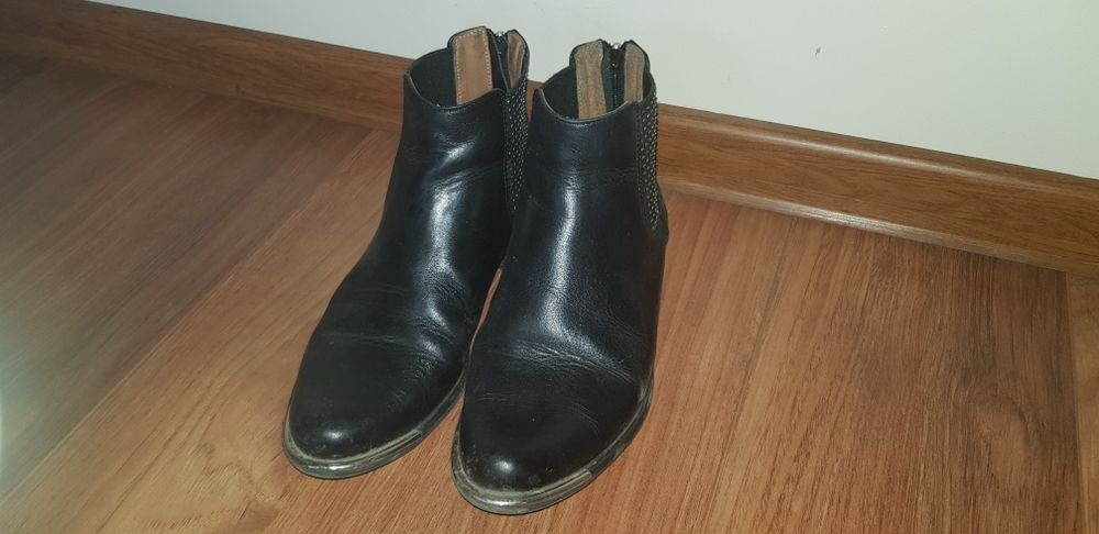 Kati botki skóra czarne roz.37 blaszka zamek