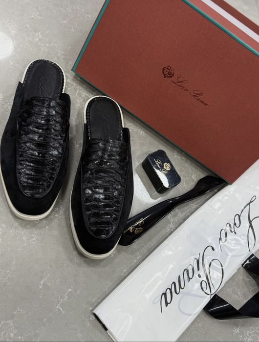 Мюли Loro Piana из кожи питона и замши мужские