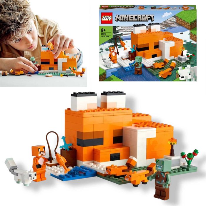 Klocki LEGO Zestaw Minecraft Siedlisko Lisów Dla Dzieci 21178 +FIGURKI