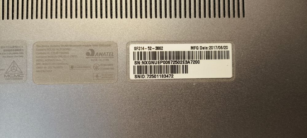Laptop Acer Swift 3 SF314-52  14" Intel Core  i3-7100U 4GB RAM 128GB Dysk Win10