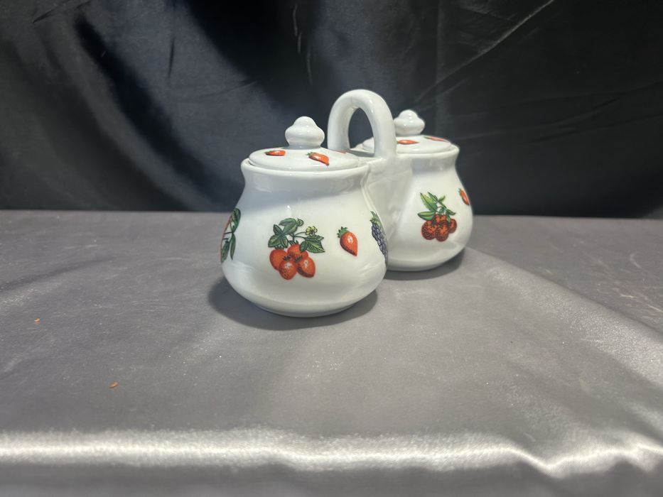 Podwójny Przyprawnik Ceramiczny z Owocowym Motywem