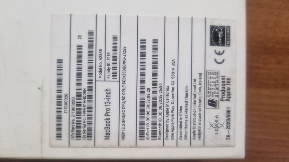 Mcbook 13 Pro 2020r.