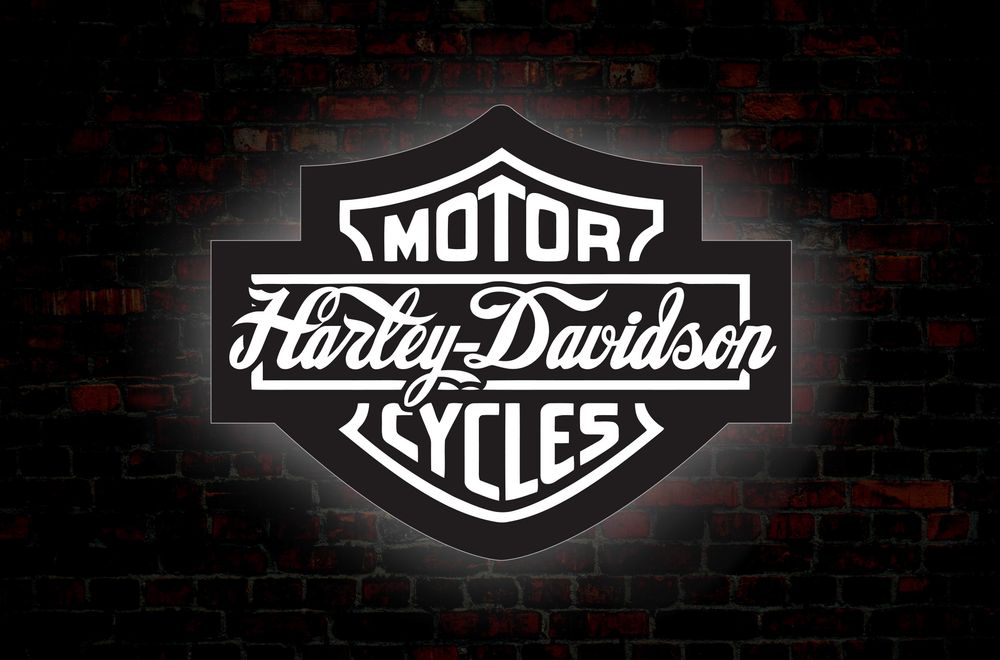 LED Neon HARLEY - DAVIDSON, Podświetlana Reklama Ledowa, Podświetlane Logo 3D, Szyld podświetlany,