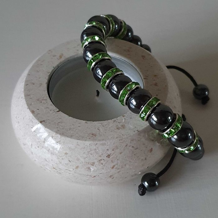 Bransoletka Hematyt cyrkonie -Peridot