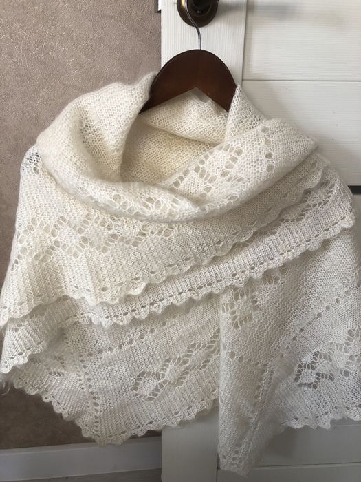 Пухова хустка, шалик, палантин, шарф косинка з шовком преміум якості