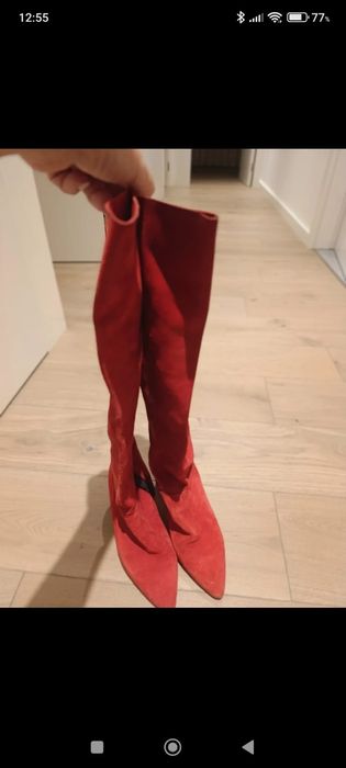 Bota vermelho camurça