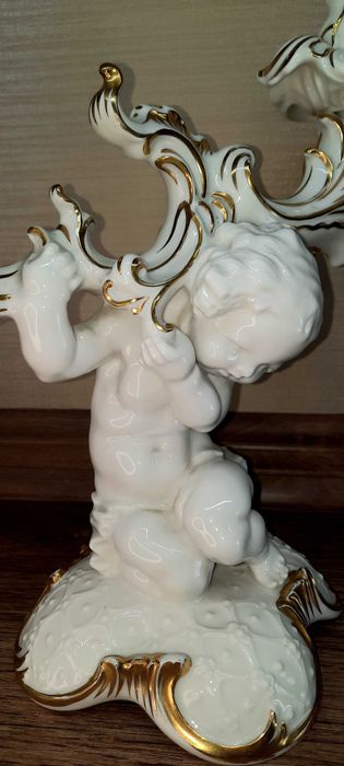 Большой двойной подсвечник с купидоном Hutschenreuther Karl Tutter