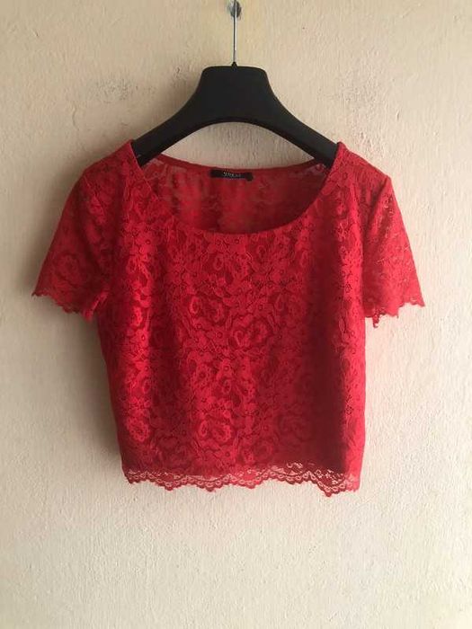 Guess - koronkowy top, bluzka, crop (S/M) stan idealny, boho, glamour