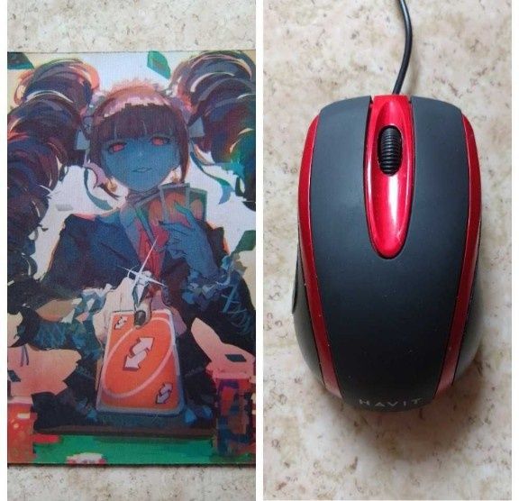 Коврик для компьютерной мыши Аниме 28,5 х 20,5. Мышка HAVIT в подарок.