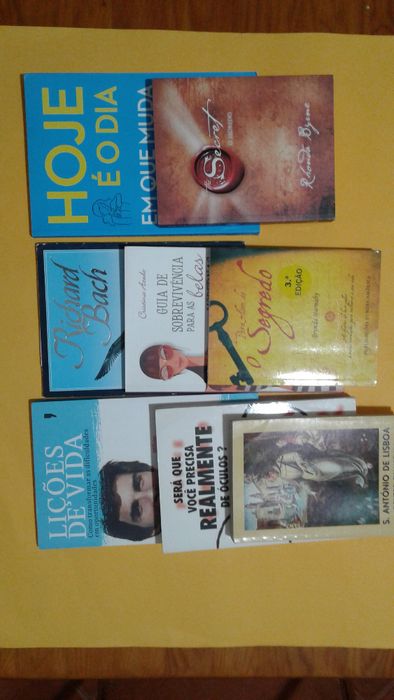 Livros: "Segredo" "Fernão Capelo Gaivota" " Hoje é o dia" "Lições ..