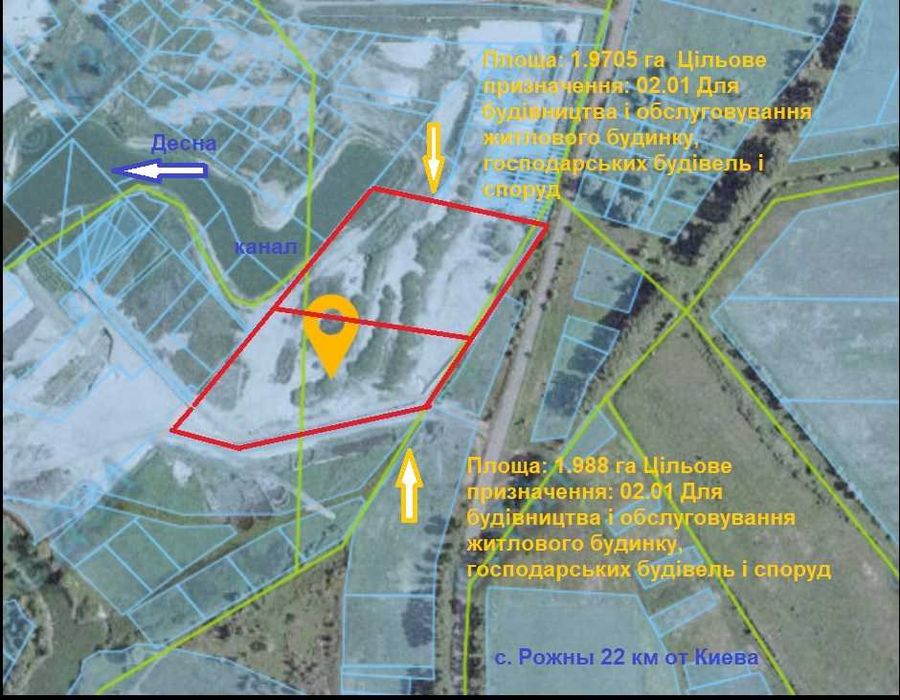 Мальовнича  ділянка 4 га в Рожнах з виходом на Десну для  КМ