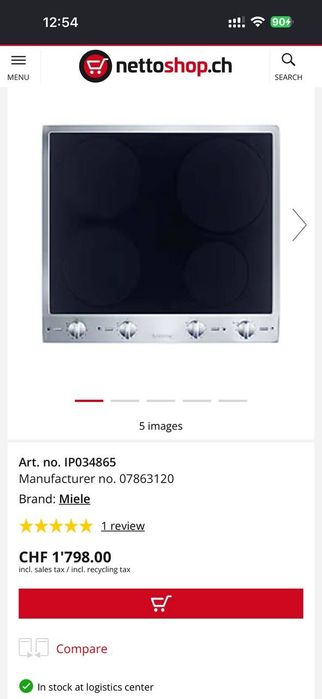 Вбудована індукційна варильна поверхня Miele CS 1234-1 I ProLine ( А090701)