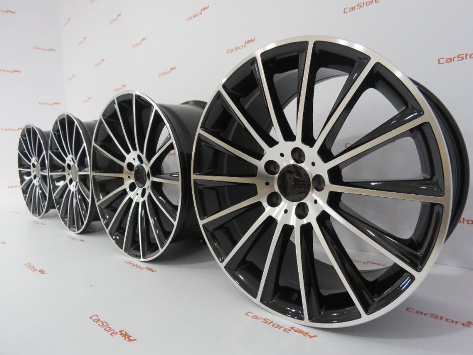 Jantes Look Mercedes Turbine 19 8 et 40 + 9 et45 5x112 Preto + polido