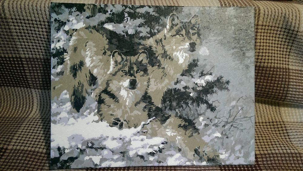 Картина по номерам готова Вовча пара