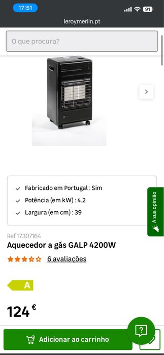 Aquecedor a gás GALP 4200W