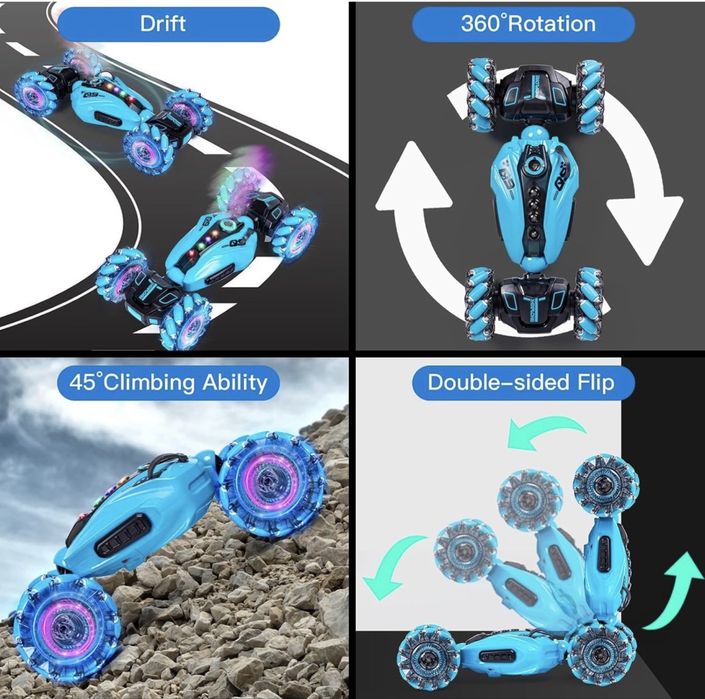 Carro Telecomandado Stunt Car 4WD Controlo por Gestos e Spray de Fumo