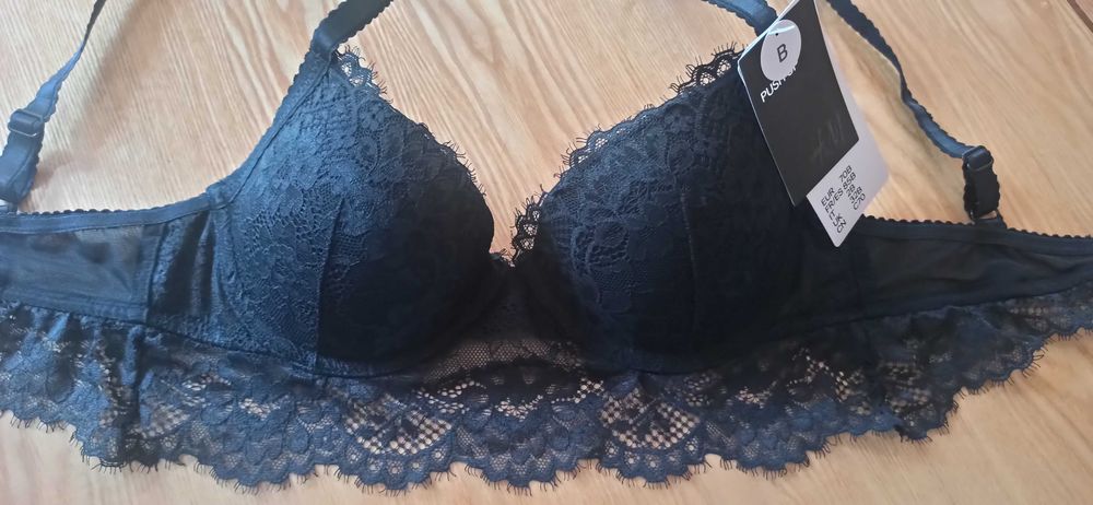Бюстгальтер H&M, бюст, H&M, 70 B, Push up, чёрный, кружево