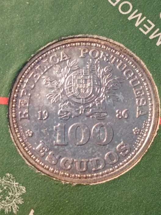 100 Escudos - Futebol México 1986 - Brilhante / Não circulada - Prata*