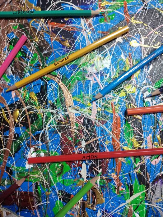 Quadro lápis com palavras