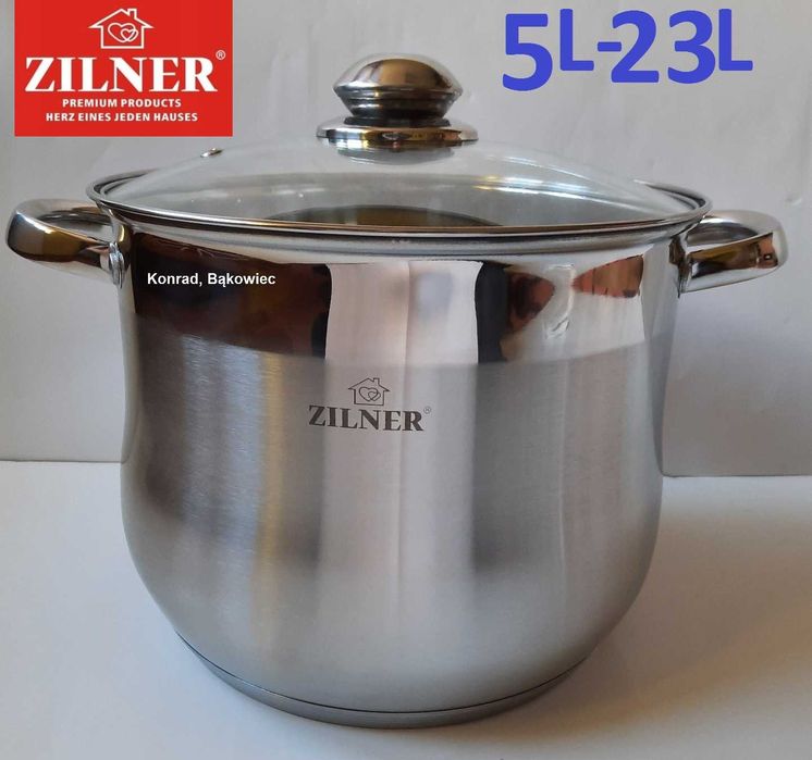 Dobry Garnek Stalowy na Indukcję,Gaz...7L Litrów z PODZIAŁKĄ, INDUKCJA