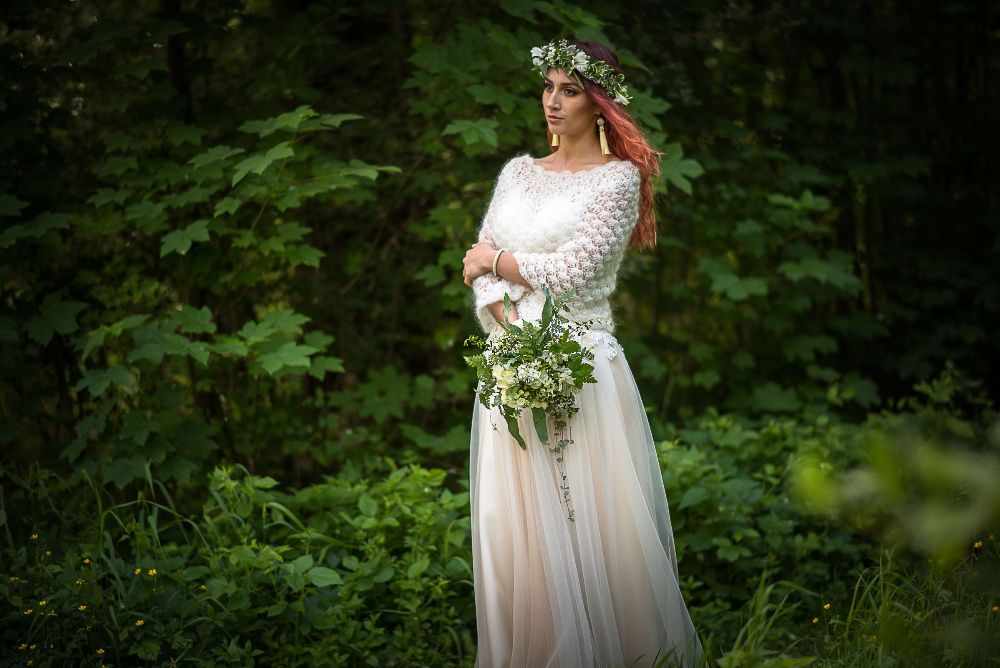 Etola ślubna Konwalia, ciepła etola do ślubu, narzutka bolerko ślubne