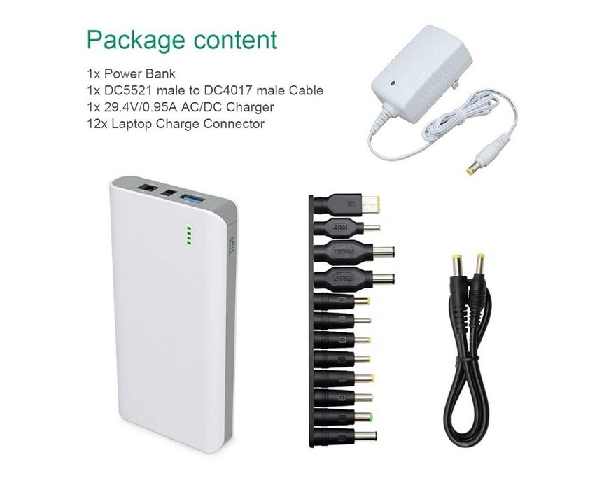 Powerbank 17500mAh z końcówkami do laptopa