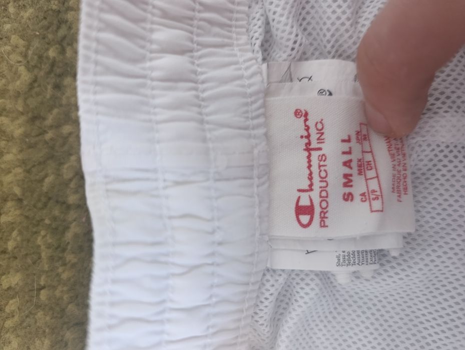 Білі нейлонові і штани Champion з лампасами | оригінальний стиль