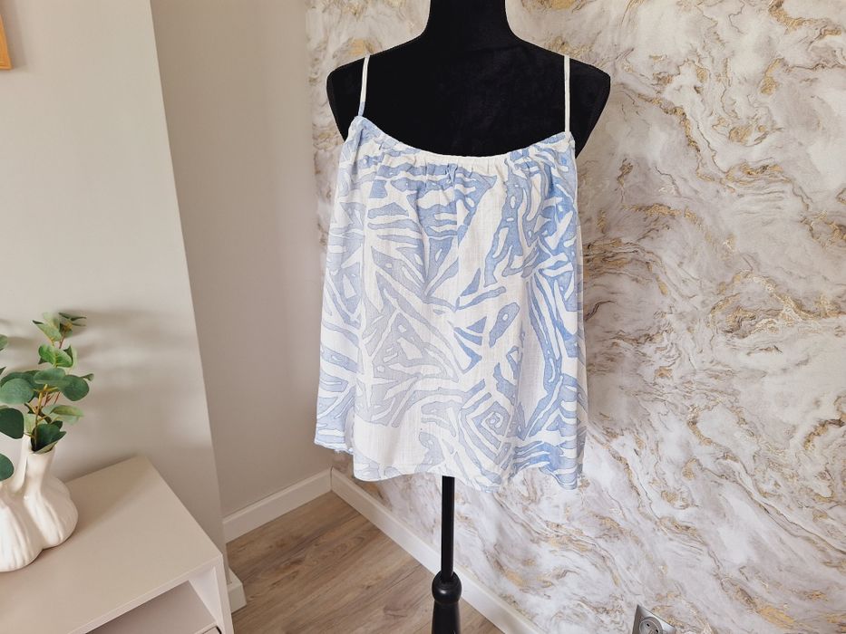 Top koszulka na ramiączka H&M len lniana boho casual letnia