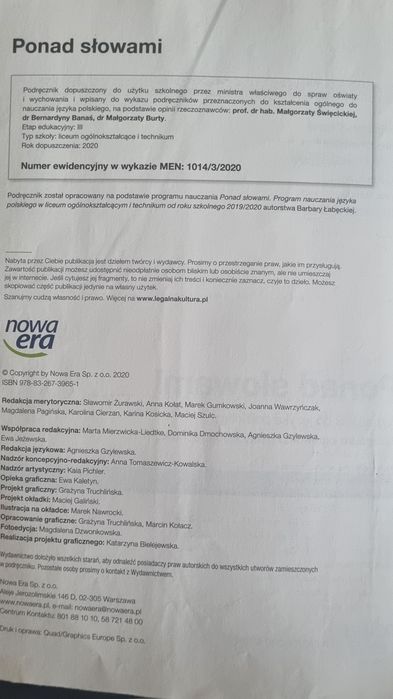 Ponad słowami 2 część 1 Nowa Era