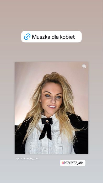 Muszka krawat kokarda dla kobiet czarna nowa