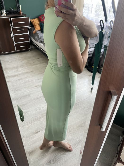 Limonkowa midi sukienka zielona m nowa