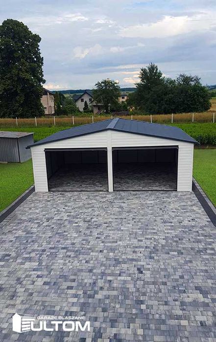 Garaż blaszany akrylowy drewnopodobny dwustanowiskowy