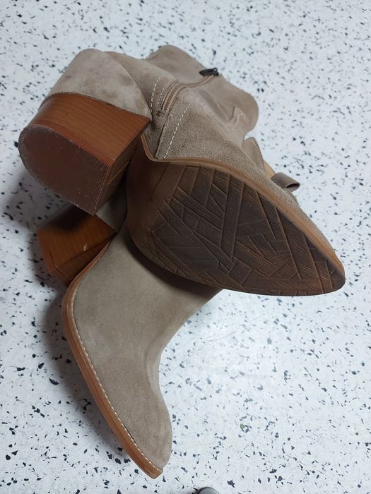 Skorzane botki/kowbojki, damskie r. 38