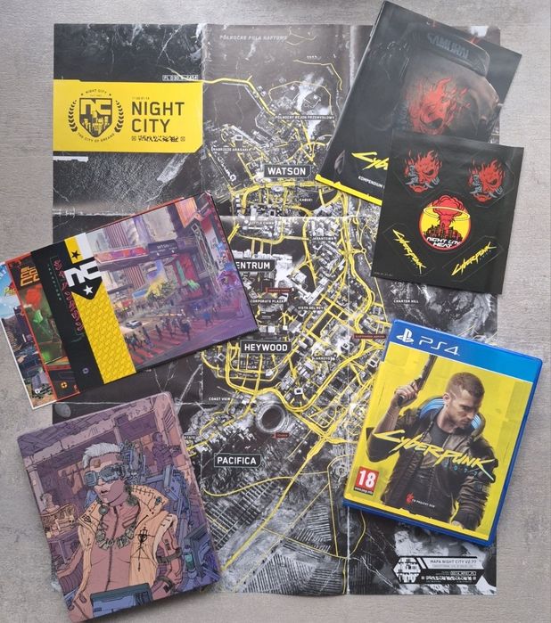 Steelbook Cyberpunk 2077 PS4 PS5, bogaty zestaw