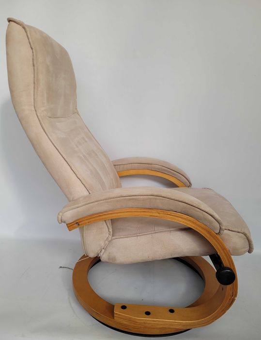 fotel relax odchylany welur podnóżek USZKODZONY