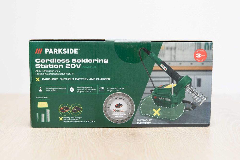 NEW! Акумуляторна паяльна станція PARKSIDE PLSA 20-Li C3 / паяльник