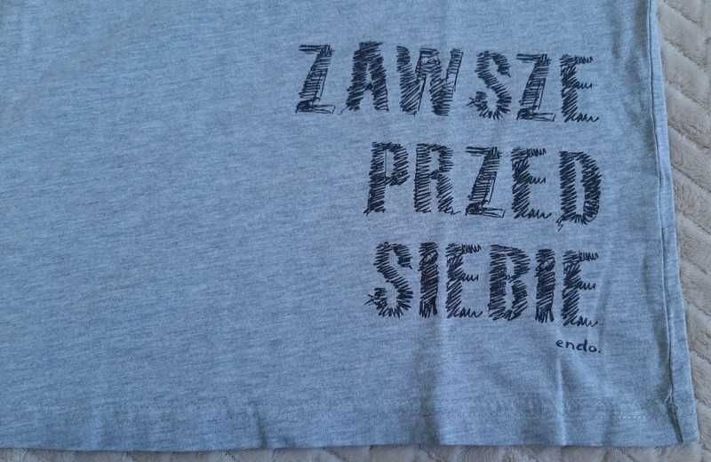 Jasnoszary t-shirt dla chłopca r.146 Endo