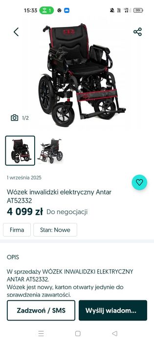 Wózek inwalidzki elektryczny antar