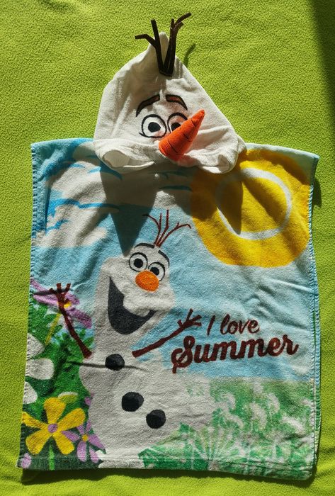 Poncho/ Toalha com capuz, praia ou piscina, Olaf (Frozen)